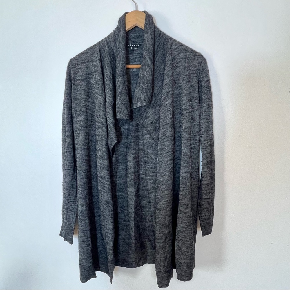 Theory Draped Trincy Wool Open Front Cardigan Swe… - image 2